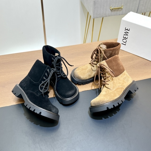 No.65011    LOEWE Martin boots, big yellow boots, retro round toe combat boots Imported cow suede 35-41