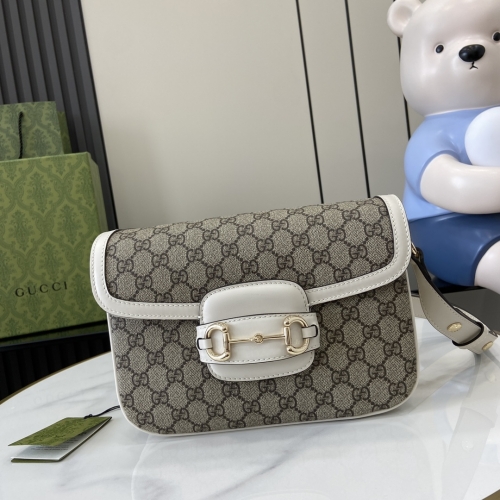 No.57236    815178    25.9*17.5*9.9cm   Gucci Horsebit 1955 Series Small Shoulder Backpack Brown PVC white/original leather