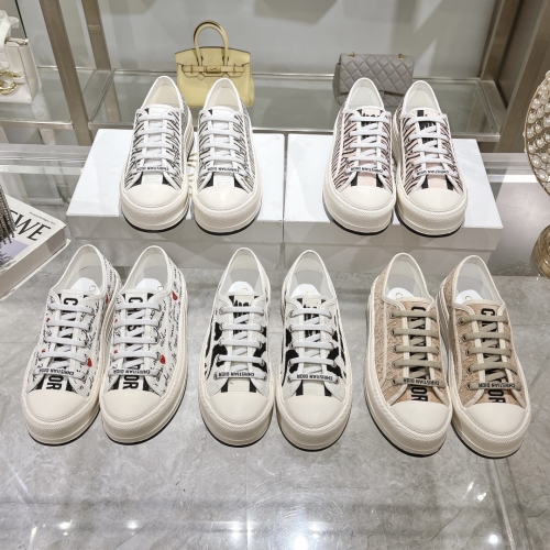 No.65071     Dior Embroidered, canvas flat casual shoes Full cotton double-sided 3D 5D embroidered shoe upper 35-40