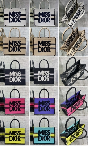 No.57194    6688 42*18*35cm   36.5*27*16.5cm   26*8*22cm  Book Tote handbag Miss Dior Allover  Apricot color