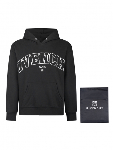 No.91476    Givenchy Letter thread embroidery hooded sweatshirt Exclusive custom dyed 500g looped cotton knitted fabric Same gender design XS-S-M-L