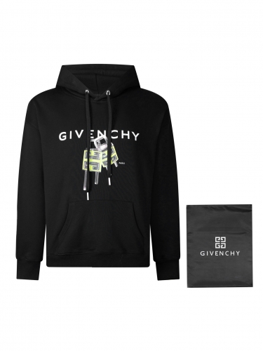 No.91475   Givenchy Letter printed hooded sweatshirt Lock pattern Exclusive custom dyeing 420 looped cotton knitted fabric Same gender design XS-S-M-L