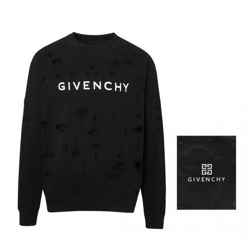 No.91494   Givenchy Hole breaking heavy industry double-layer Round neck sweatshirt Exclusive custom dyeing 400g looped cotton knitted fabric XS S M L