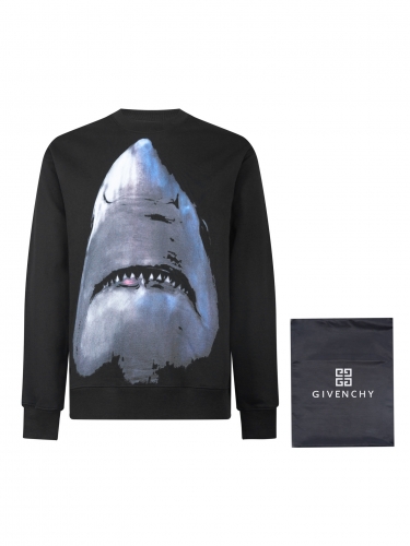 No.91488   Givenchy Shark print Round neck sweatshirt Exclusive custom dyeing 420 looped cotton knitted fabric XS S M L