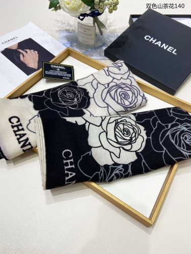 No.91583    2024.9.22   Chanel Two tone camellia cashmere handkerchief 100% premium cashmere 140*140cm