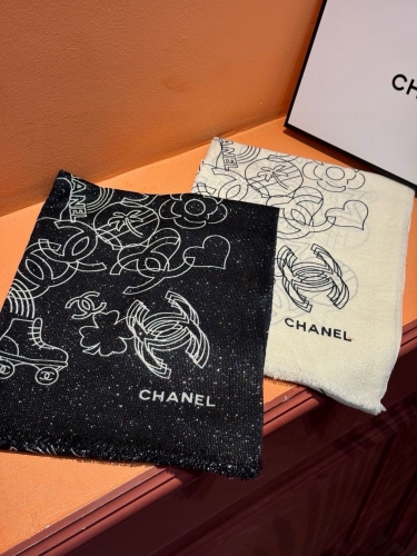 No.91567    2024.9.22   Chanel Silver thread icon cashmere long scarf 100% premium pure cashmere 105*200cm