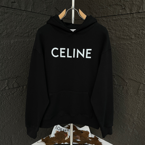 No.91639    CELINE    LOGO printed hooded sweatshirt 420g pure cotton fabric S M L XL