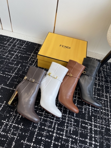 No.65112    Fendi Zipper shaped and high-heeled boots Original customized imported cowhide fabric 8.5cm 35-41