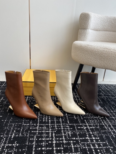 No.65113     Fendi Zipper shaped and high-heeled boots Original customized imported cowhide fabric 8.5cm 35-41