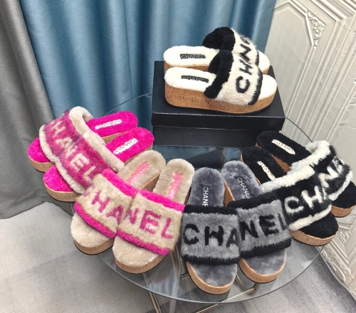 No.65134   Chanel  The latest color scheme on the official website for thick bottom woolen slippers 35-41