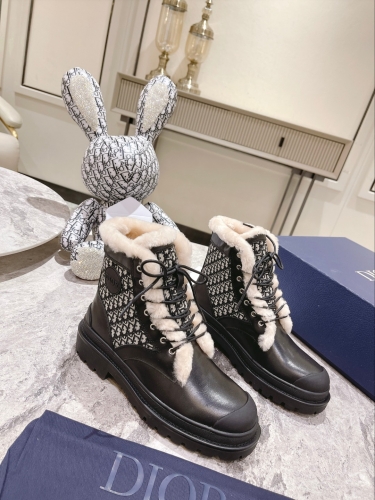 No.65177    Dior Explorer and ankle boots Original imported top layer cowhide+embroidered fabric Original imported wool 5cm 35-41