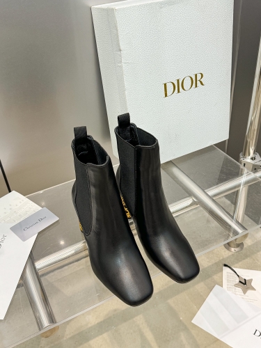 No.65191    Dior Icon series Chelsea Knights women's boots Imported full grain calf leather/imported mixed breed sheepskin leather upper 34-41