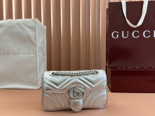 No.59040 1329 Gucci GG marmont 443497 silver size:26*15*7cm