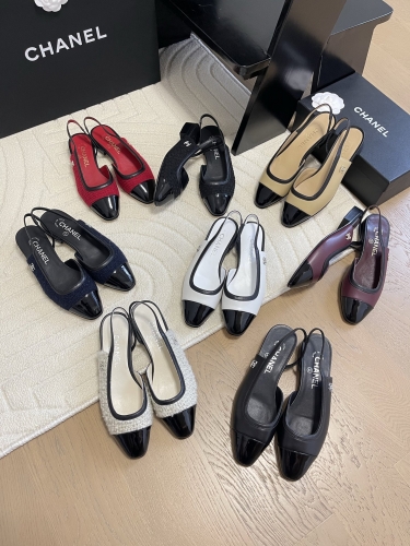 No.65214    Chanel Classic Slingback Empty Sandals Mixed sheepskin surface material, Italian imported cowhide sole Size:35-39    2025/3