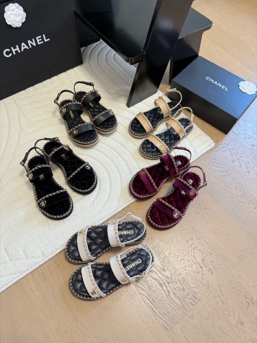 No.65225      Chanel  Chain sandals Leather upper/original fabric, sheepskin lining, original outsole Size:35-39 2025/3