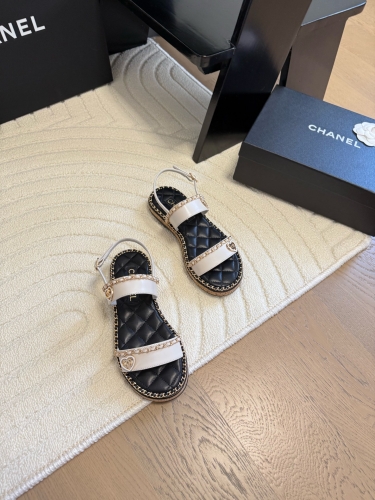 No.65225      Chanel  Chain sandals Leather upper/original fabric, sheepskin lining, original outsole Size:35-39 2025/3