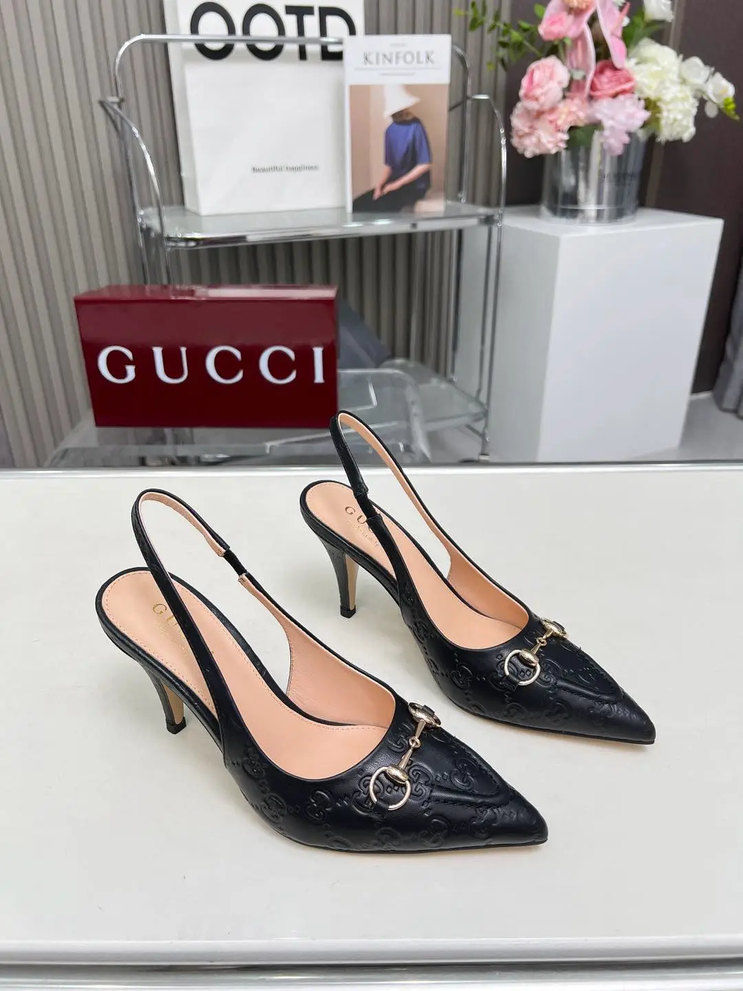 No.65241    Gucci Cowhide Double G Printed Fabric Rubber outsole (custom-made genuine leather outsole) Size：35-41 2025/3