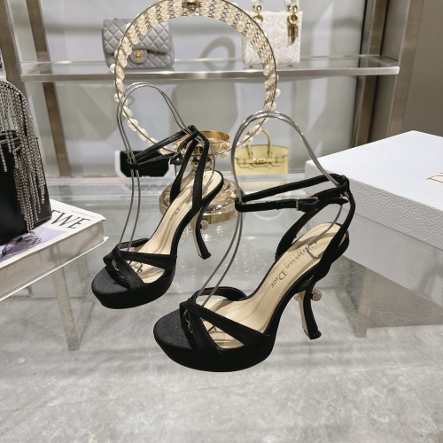 No.65261    Dior silk Diamond buckle high heels sandal Original customized silk patent leather  11cm  Size：34-40 2025/3