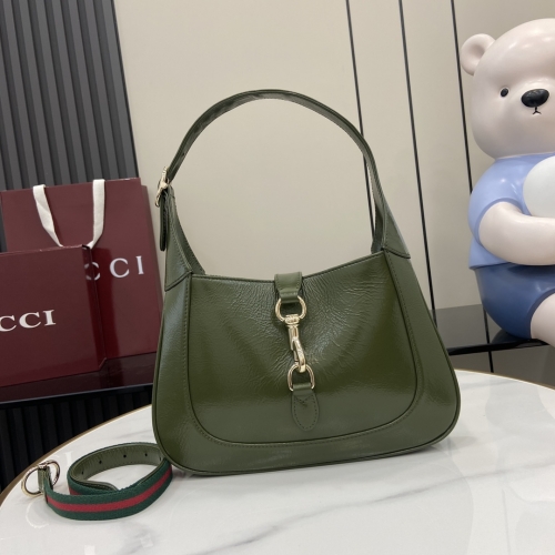 No.57445    782849    27.5*19*4cm   Jackie Series Small Shoulder Backpack Forest green patent leather/original leather