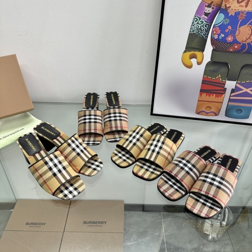 No.65308    Burberry Coarse heel, flat bottomed slippers cow leather upper Sheepskin lining Size: 35-42 2025/3