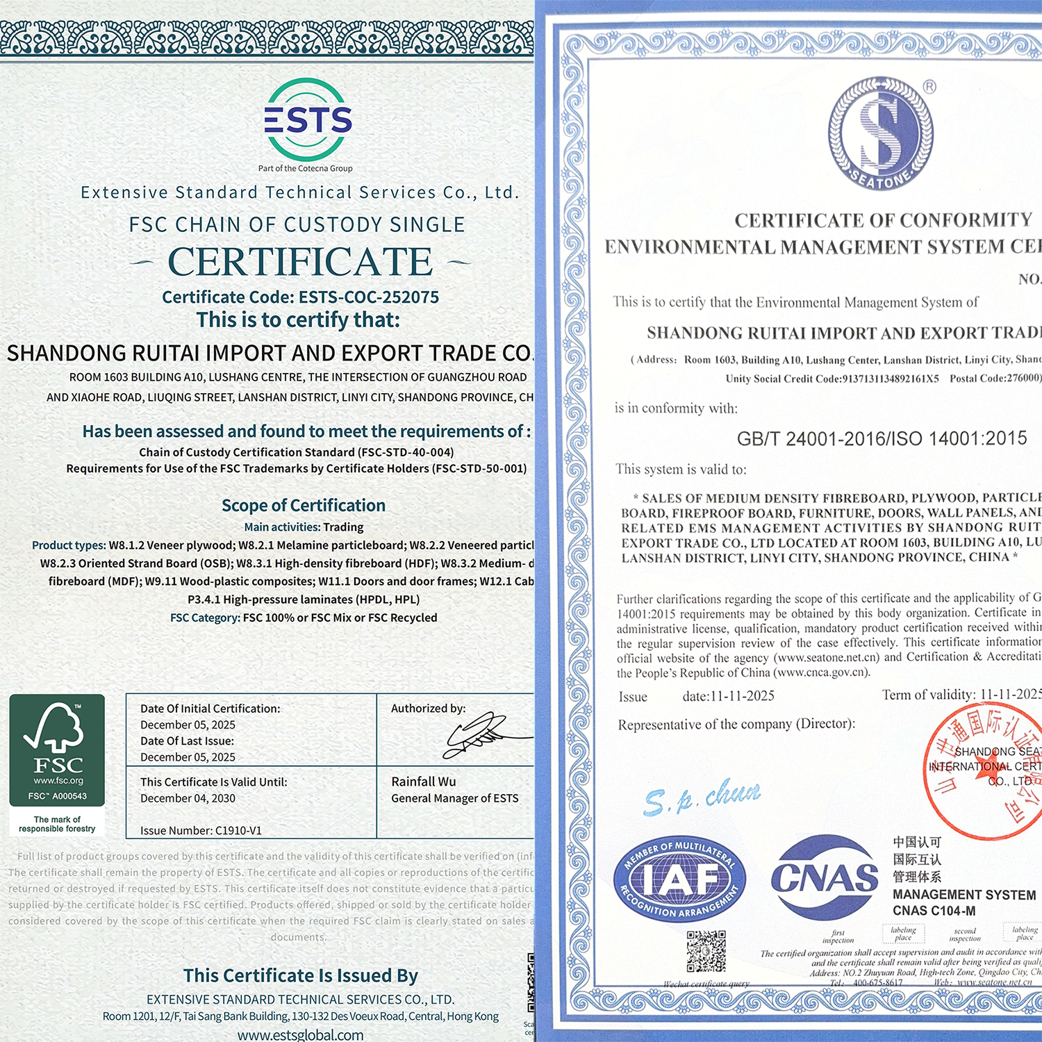 FSC and ISO Certifications Successfully Achieved