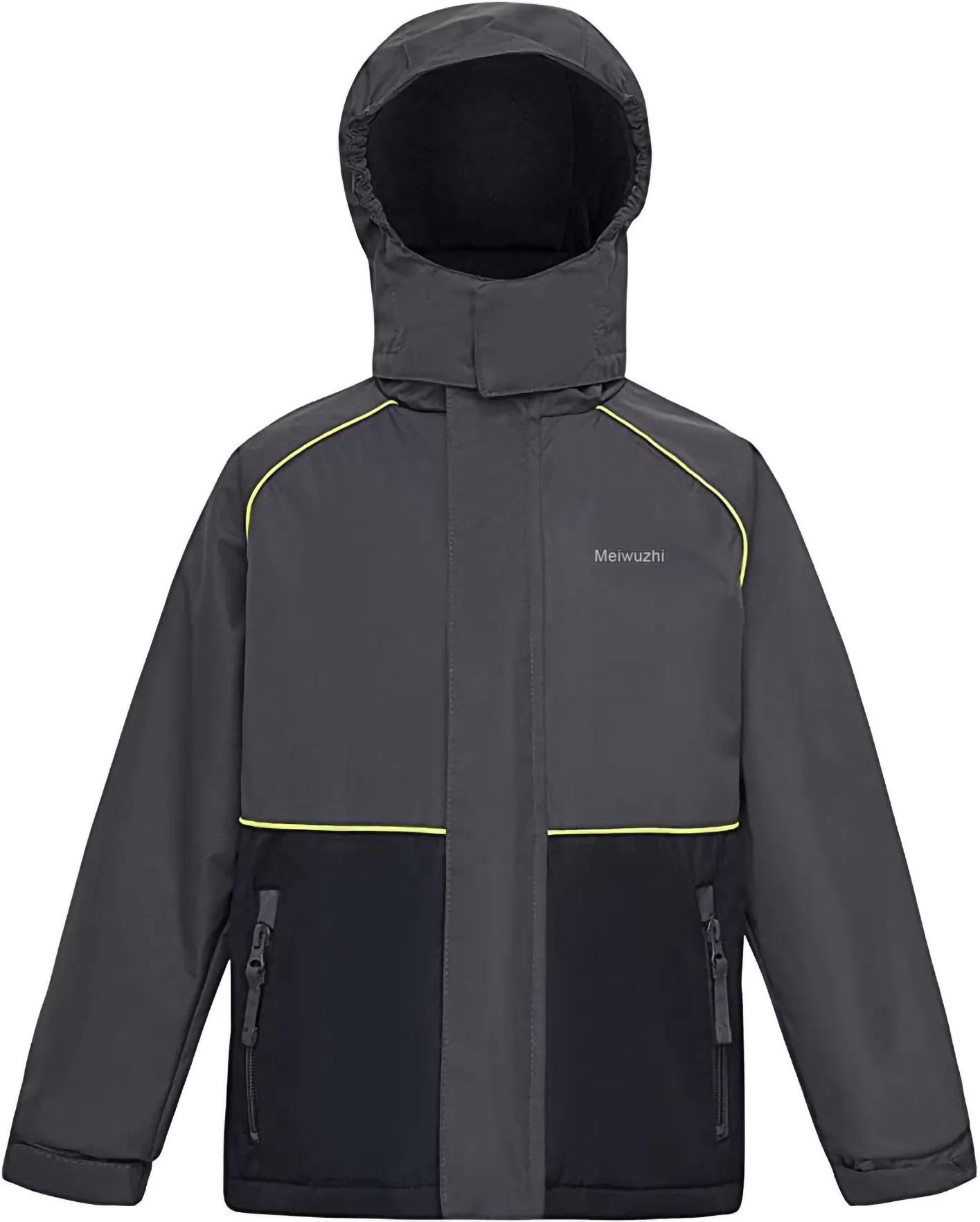 Meiwuzhi Boy‘s Waterproof Rain Jackets Kids Fleece Lined Rain Coat Hooded Outdoor Windbreaker