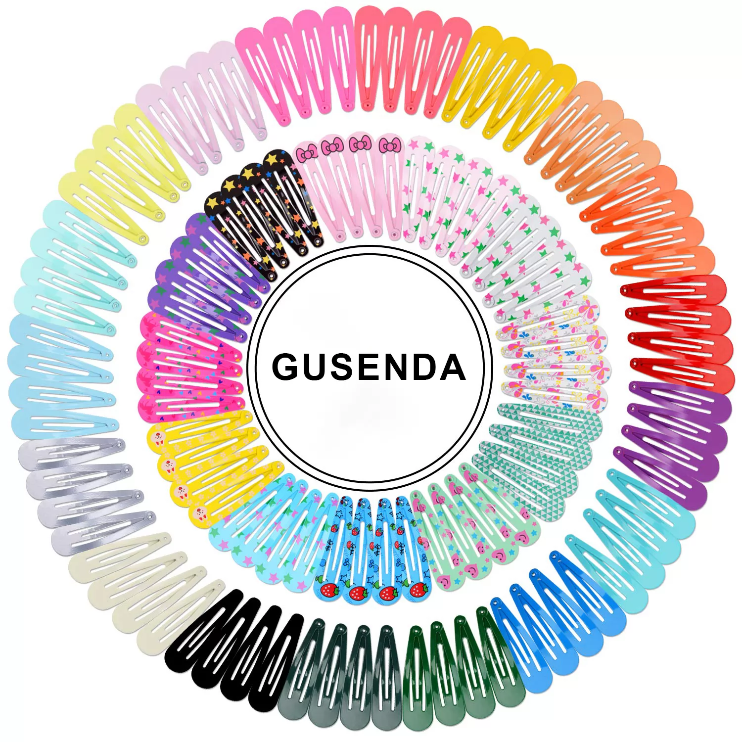 GUSENDA Hair Clips for Girls, 120 Pcs 2 Inch No Slip Metal Snap Hair Clips Barrettes Hair Pins for Girls Kids Teens Women