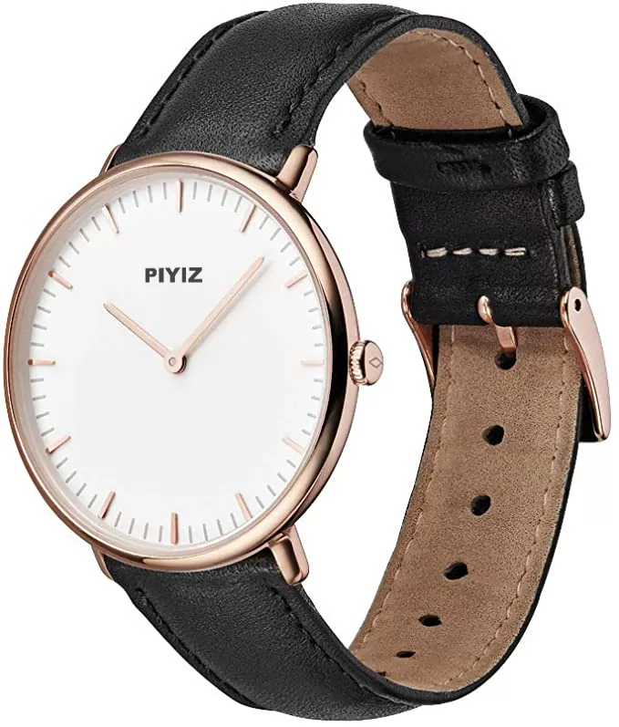 PIYIZ Rose Gold Watch Wristwatch with Leather or Mesh Interchangeable Straps