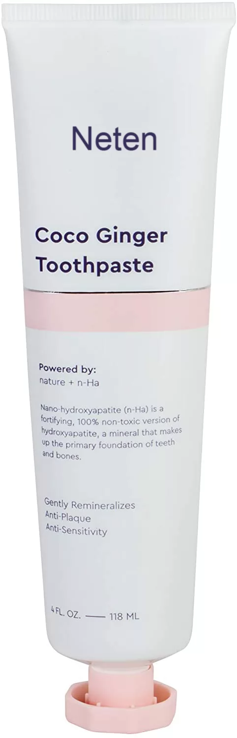 Neten Coco Ginger Toothpaste - Nano-Hydroxyapatite for Remineralizing and Sensitivity, Fluoride-Free I Dentist Recommended I 4oz