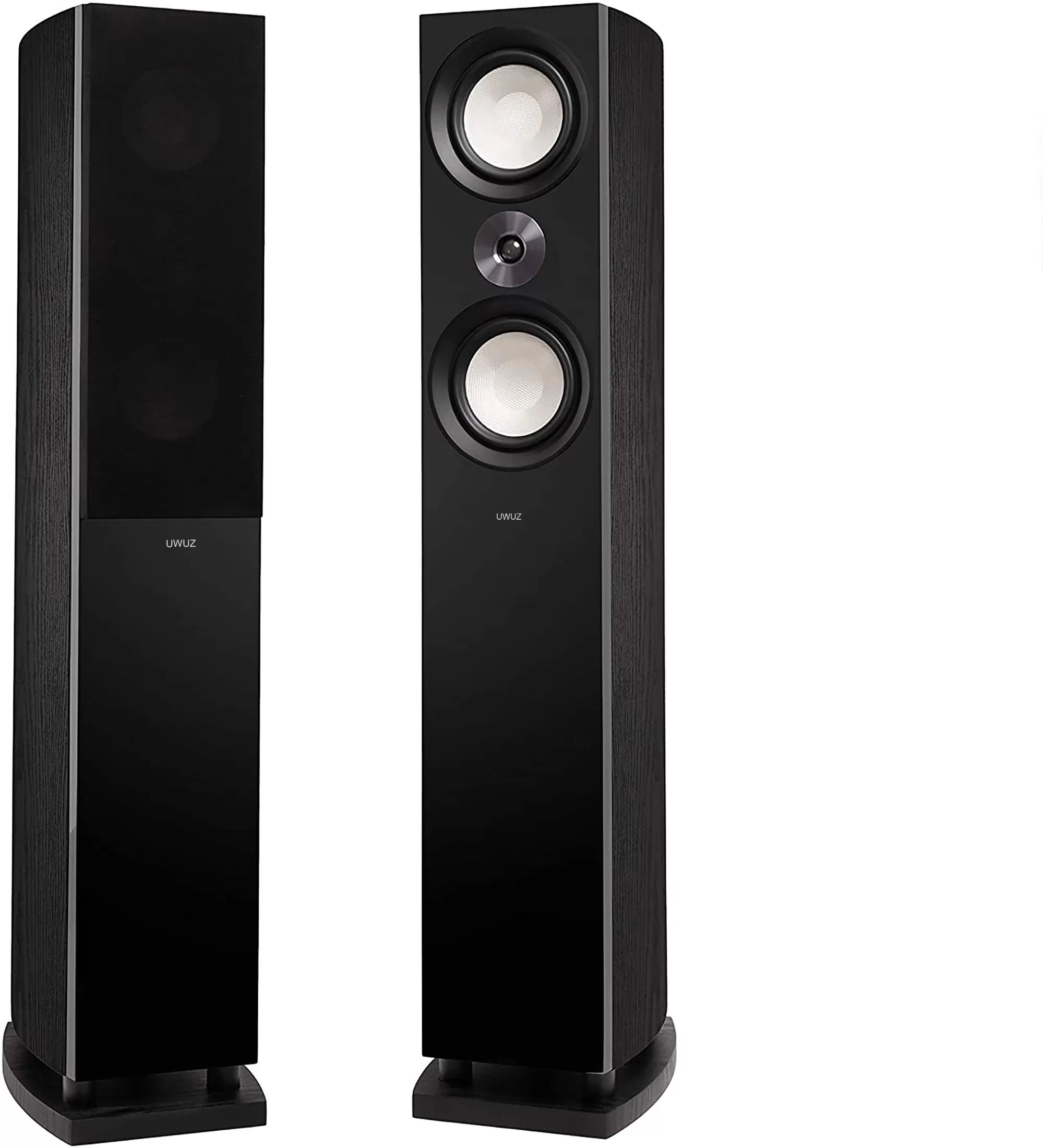 UWUZ Reference High Performance 3-Way Floorstanding Loudspeakers with Down-Firing 8" Subwoofers for 2-Channel Stereo Listening or Home Theater System