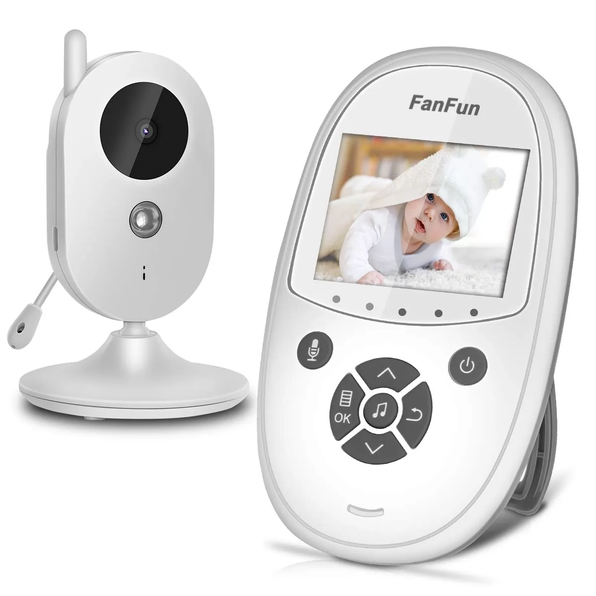 FanFun Wireless Baby Monitors, Baby Monitor with Camera and Audio, Infrared Night Vision & Temperature Display