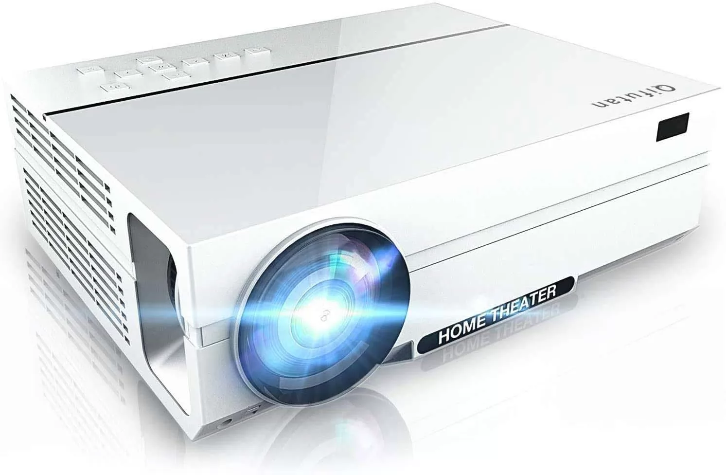 Qifutan Full HD Support 1080p Video Projector, Native 1920 x 1080p Projector, 50000 Hrs, 2X HiFi Speakers,Supports TV Stick, HDMI, USB