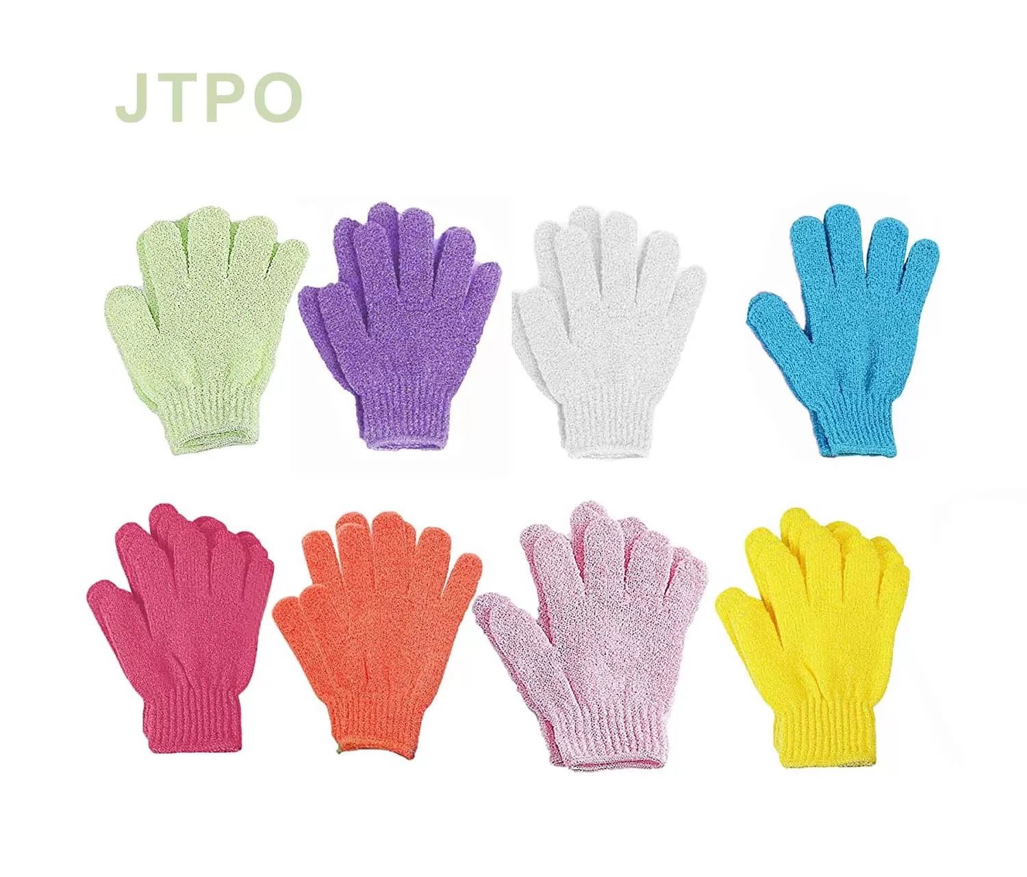JTPO 8 Pairs Bath Mitts Exfoliating Gloves Bath Scrub Gloves for Shower, Spa and Massage