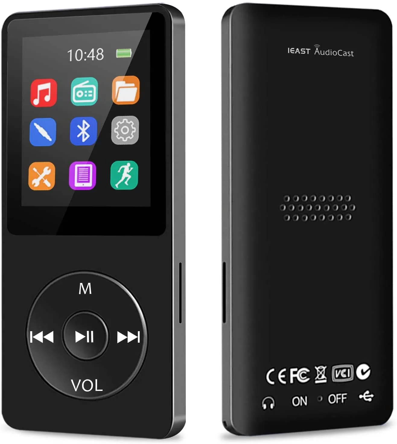 IEAST AUDIOCAST MP3 Music Player with Speaker Portable HiFi Lossless Sound with FM Radio,for Walking Running ,Expandable Up to 128GB
