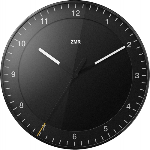 ZMR Classic Large Analogue Wall Clock with Silent Sweep Movement, Easy to Read, 30cm Diameter in Black