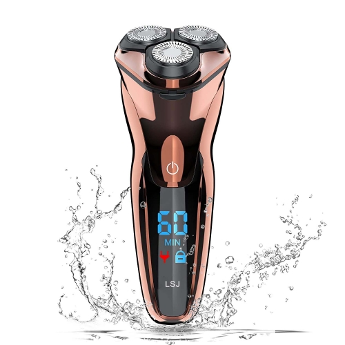 LSJ Men's Electric Razor Rotary Shavers with Pop-up Sideburn Trimmer Waterproof Wet Dry Cordless Rechargeable