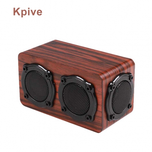 Kpive Wooden Retro Bluetooth Speaker, Dual Loudspeakers Dual Bass Vibration Membrane Portable Wireless Stereo Speakers