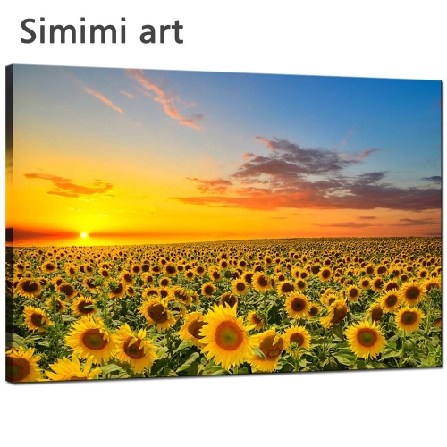 Simimi art - Sunflower Canvas Wall Landscape Painting Picture Print Art for Living Room Decor,Framed and Ready to Hang