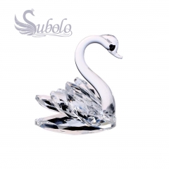 SUBOLO Glass Swan Statuettes Sparkling Glass Swan Figurine Decorative Statue Home Decor for Home Table Office Desk