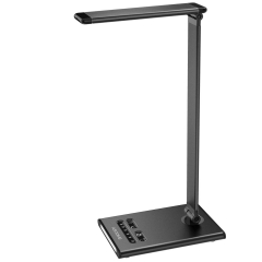 ASODME Dimmable LED Desk Lamp, Adjustable Table Lamp Beside Lamp, Rugged & Full Aluminum Alloy Body, 6-Level Brightness, 5 Lighting Modes