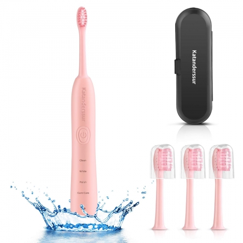 Katanderssur Sonic Electric Toothbrush for Adults,Rechargeable Toothbrush, 4 Modes with Automatic Timer,Pink