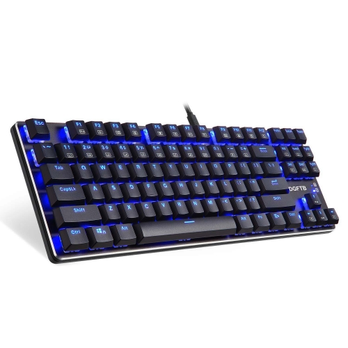 DGFTB KG060-BR LED Blue Backlit Mechanical Gaming Keyboard Low Profile Mechanical Gamers Keyboard (Black)