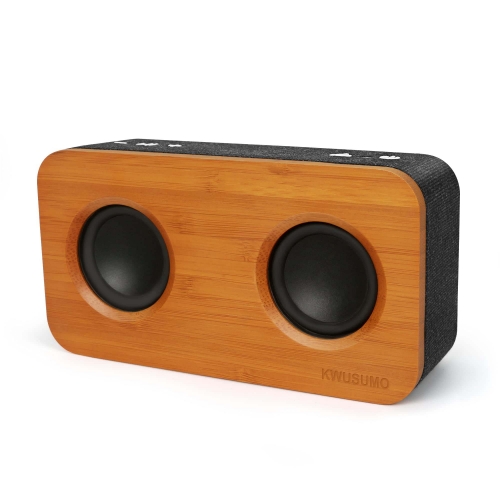 KWUSUMO Retro Wooden Audio Speaker, Portable Wireless Bluetooth Speaker with Woofers Microphone for Party