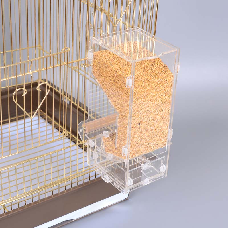 SUBOLO Acrylic Bird Feeders Automatic Parrot Seed Feeders Bird Cage