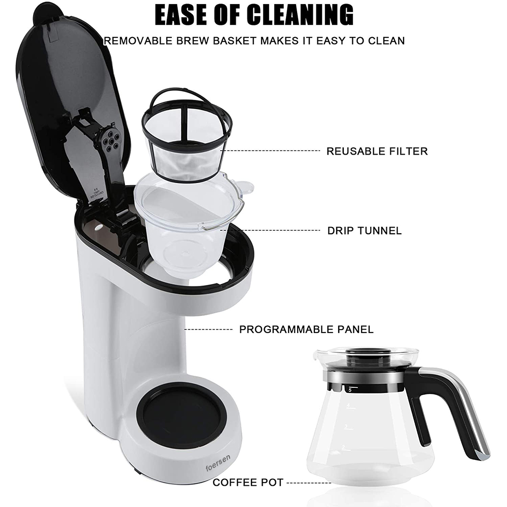 foersen Electric Coffee Maker, Small Drip Coffeemaker with Reusable