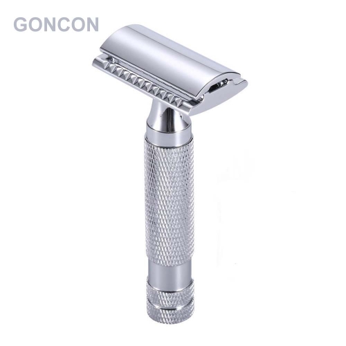 GONCON Safety Copper Razor with Non-slip Handle and Double Edges, Manual Razors with 15 Blades for Home Travel