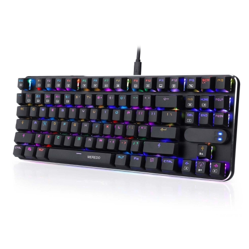 MEREDO Keyboard Gaming Keyboard Brown Switches LED-Backlit Mode Computer Game Keyboard for Office