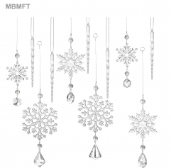 MBMFT 12 Pcs Christmas Tree Ornaments Acrylic Christmas Snowflake Drop Decorations for Christmas Tree Window Garden Yard