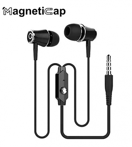 Magneticap in-Ear Headphones with Mic, Noise Isolating in-Ear Bass Earbuds Wired, Black