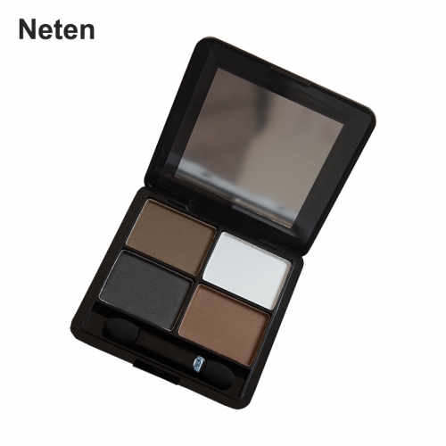 Neten 4 Color Eyeshadow Waterproof & Long Lasting Eyeshadow Quad Pallet with Dual-ended Brush, Cruelty Free, 0.14 oz